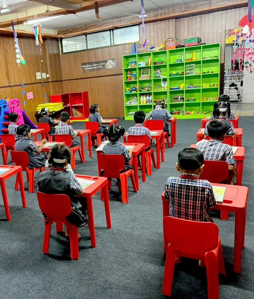 Library books and reading space at PM SHRI NMMC CBSE SCHOOL 94